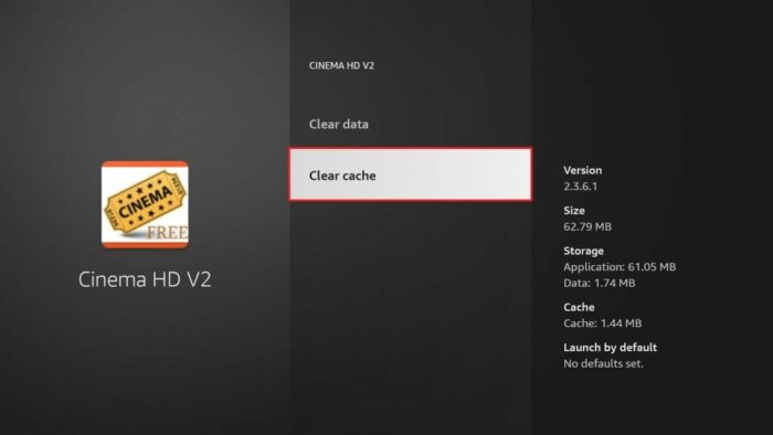 Clearing Cache for Cinema HD errors
